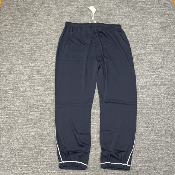 Negative Supreme Jogger Pants Women XL Navy Blue Satin Drawstring Slinky Sleep - Picture 8 of 11